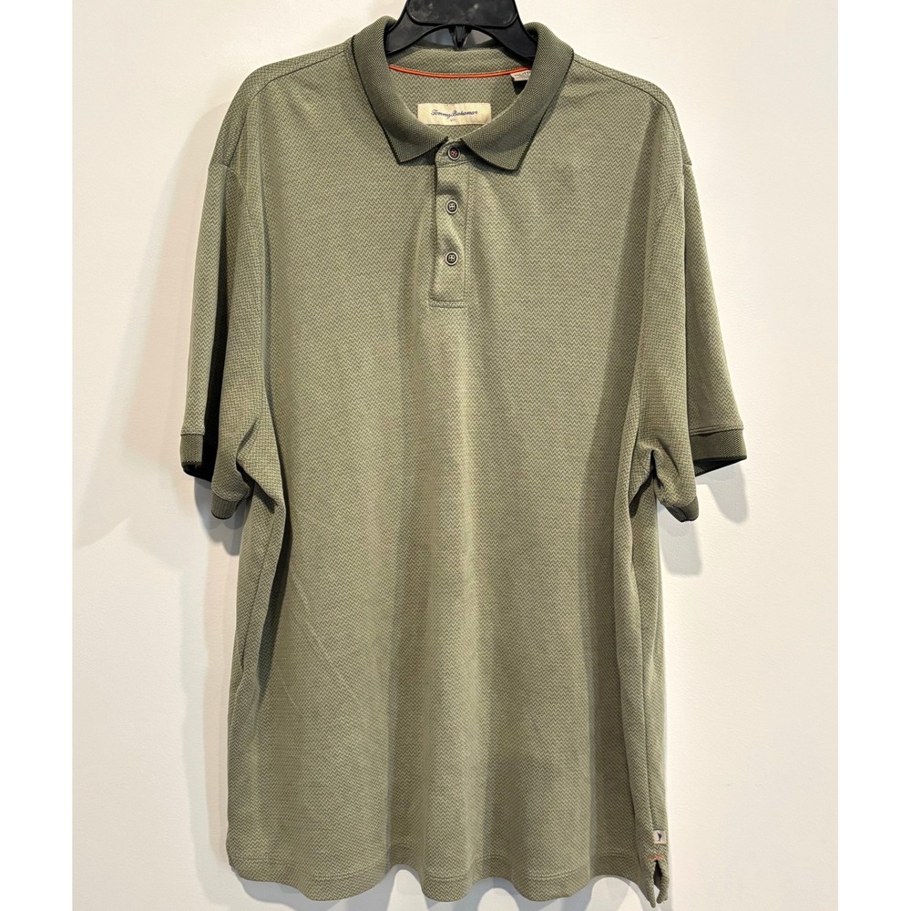 Tommy Bahama Mens Polo Shirt 2XL Zig Zag Textured Tropical Coastal Modal 21158